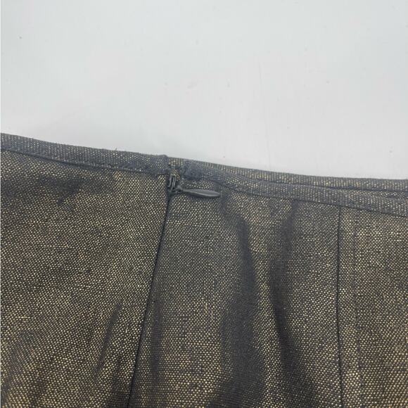 BCBGMAXAZRIA Skirt Size 4 Gold Black Pleated High Waisted A-Line Business Casual - Picture 4 of 14